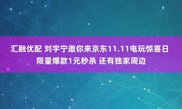 汇融优配 刘宇宁邀你来京东11.11电玩惊喜日 限量爆款1元秒杀 还有独家周边